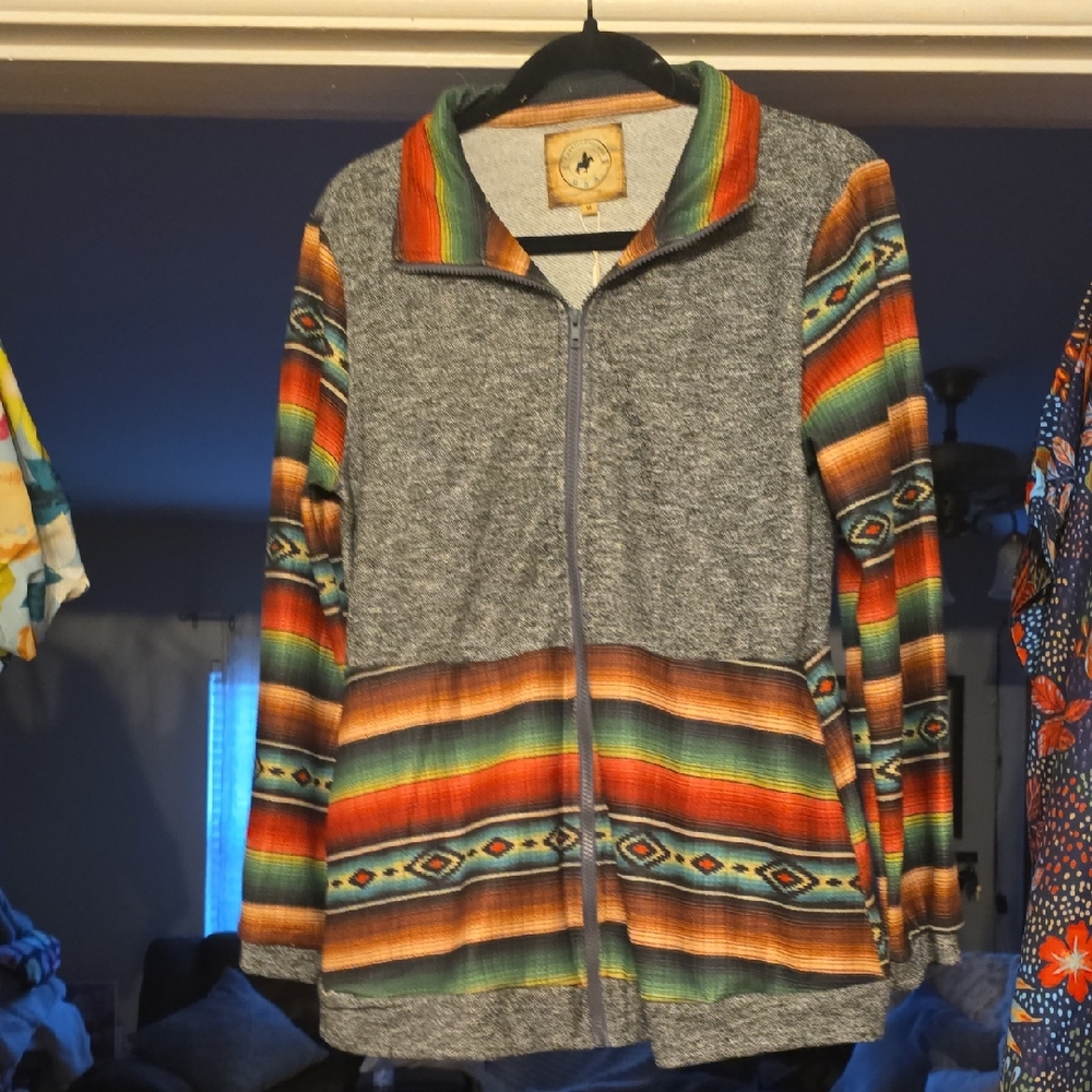 Colorful Striped Zip-Up Jacket